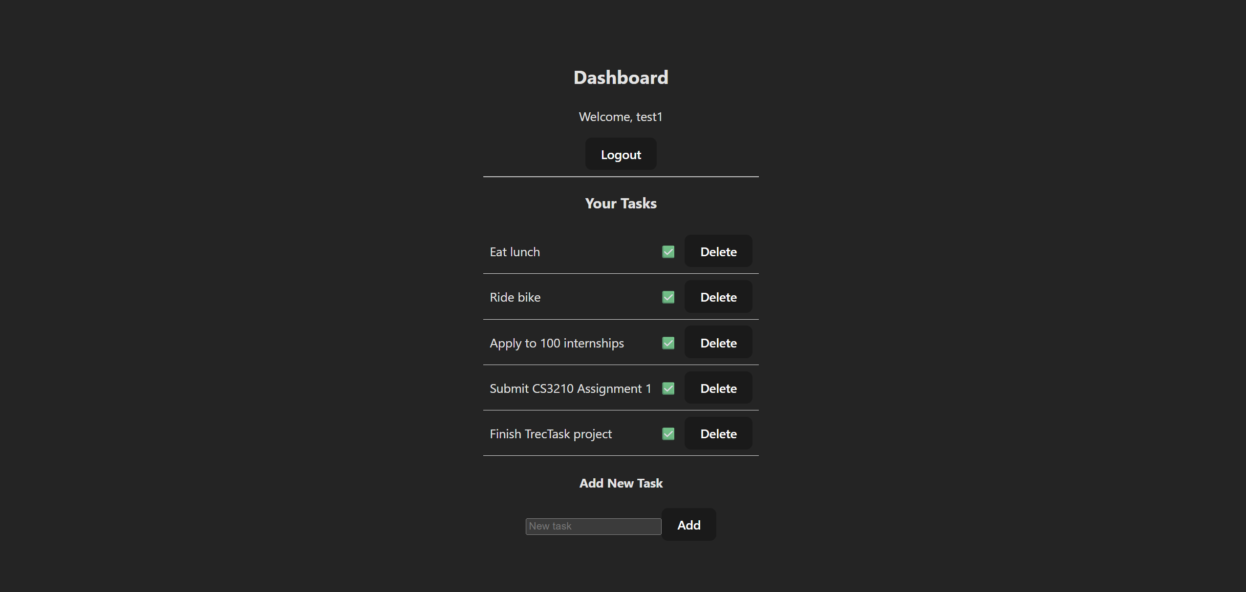 TrecTask dashboard